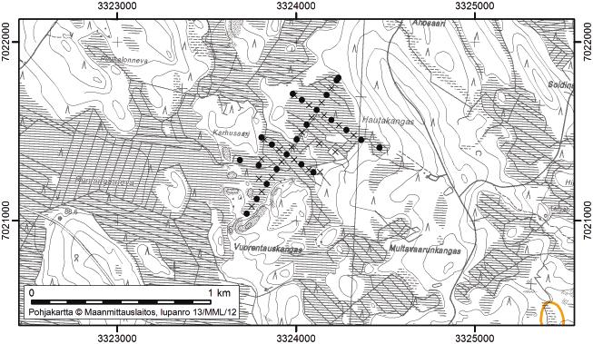Lappajärvellä tutkitut suot ja niiden turvevarat. Osa 1. 53. Karhusaari Karhusaari (kl. 2314 04, x = 7021,5, y = 3324,1) sijaitsee noin 8 km Lappajärven keskustasta luoteeseen.