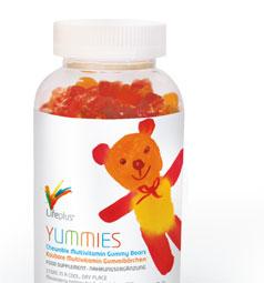 YUMMIES Pureskeltavat monivitamiininallekarkit Täynnä keskeisiä vitamiineja ja kivennäisaineita, Lifeplus Yummies ovat hyvä tapa täydentää lasten kasvuun ja kehitykseen tarvittavia ravinteita!