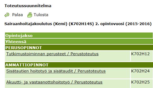 7 (8) Valitse opinto Ilmoittaudu toteutukselle Ilmoittaudu toteutukseen