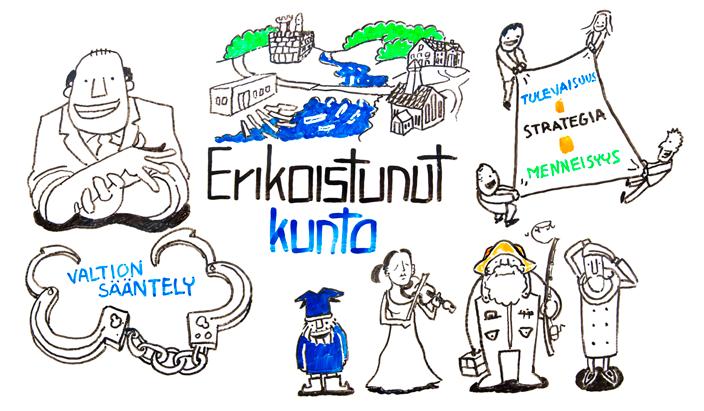 3.4 Erikoistunut kunta Erikoistunut kunta on kuntakuva, jonka syntyä edeltää tilanne, jossa valtion sääntelyä on merkittävin osin purettu ja yhdenvertaisuuden tavoitteesta osittain luovuttu, jotta