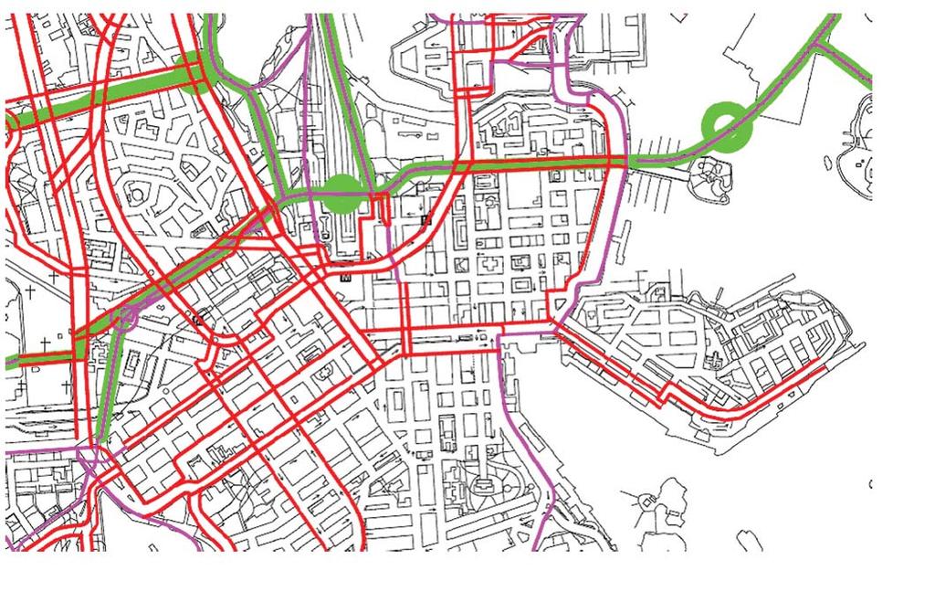 LÄHTÖTIEDOT Pyöräilyn tavoiteverkko, luonnos 1.3.2012, kaupunkisuunnitteluvirasto, liikennesuunnitteluosasto Lounnoksessa on visioitu pyöräilyverkostoa keskustassa.