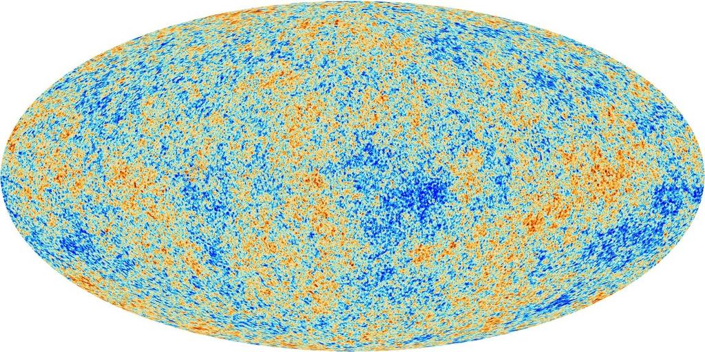 Kosminen mikroaaltotausta = kuva maailmankaikkeudesta 380 000 vuotta sitten - inflaatio synnytti tiheysvaihteluita, jotka näkyvät mikroaaltotaustassa rakenteiden synty ( galaksien siemenet ) kuumia
