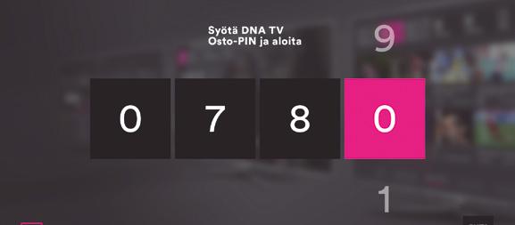 ➅ Valitse televisioverkon tyyppi kaukosäätimen nuolinäppäimillä ja paina OK. Kanavahaku käynnistyy. Tiedot saatavilla olevista antenni-, kaapeli- ja IPTV-kanavista löydät osoitteesta www.dna.