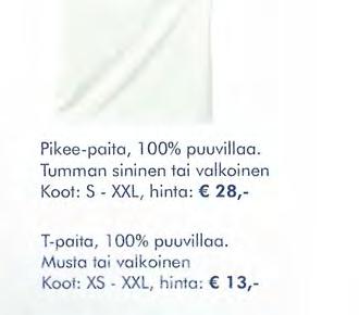 Tumman sininen tai valkoinen Koot: S - XXL, hinta: 2 8, T-paita, 100%