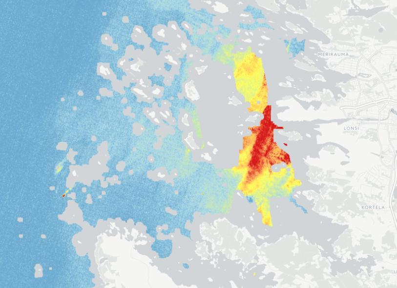 12 Kuva 3.7. Tarkan resoluution Sentinel-satelliittikuvasta SYKEssä tulkittua pintasameuskarttaa 10.7.2017.