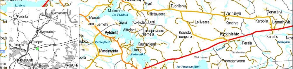 3 SUUNNITELMA-ALUEEN KUVAUS 3.1 SIJAINTI JA MAANKÄYTTÖ Laahtasen virkistysmetsä sijaitsee Ristijärven kunnan kaakkoisosassa, n.
