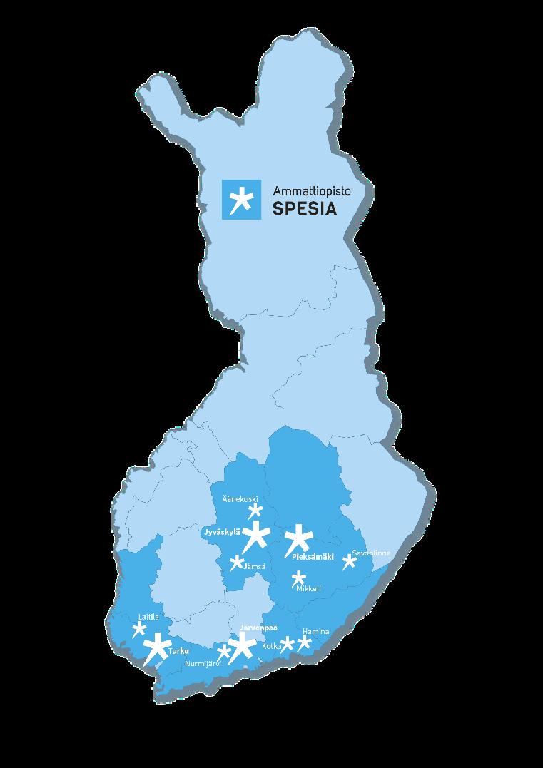 Toimipaikat ja toiminta-alue Spesian päätoimipaikat ovat Jyväskylä Järvenpää Pieksämäki Turku Järjestämme koulutusta