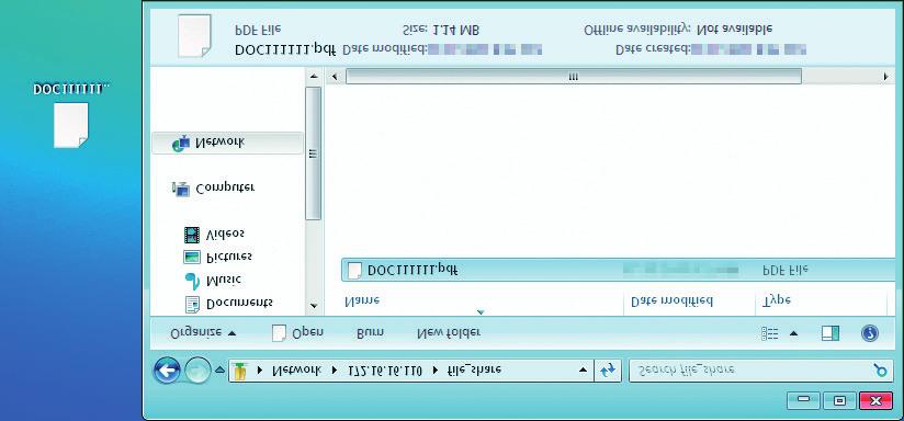 g.) Jos laitteen IP-osoite on 7.6.6.0, kirjoita \\7.6.6.0\file_share Windows Explorerin osoitepalkkiin. Pyydä verkkovalvojalta laitteen IP-osoite.