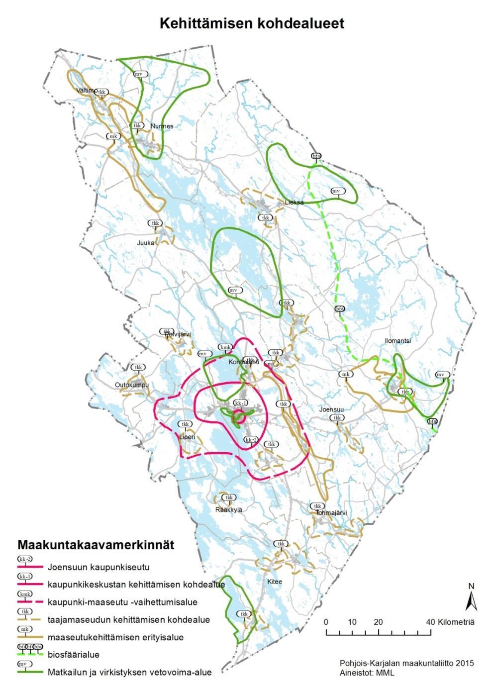 Kuva 6. Kehittämisvyöhykkeet ja -alueet 5.2.3.