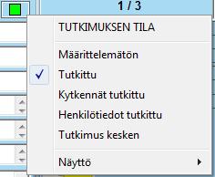Tutkimuksen tilan perusteella voidaan hakea Etsi -näytöllä. Vihkiaika ja -paikka -kentät tulevat näkyviin Keskusikkunassa sen jälkeen kun henkilölle on lisätty puoliso.