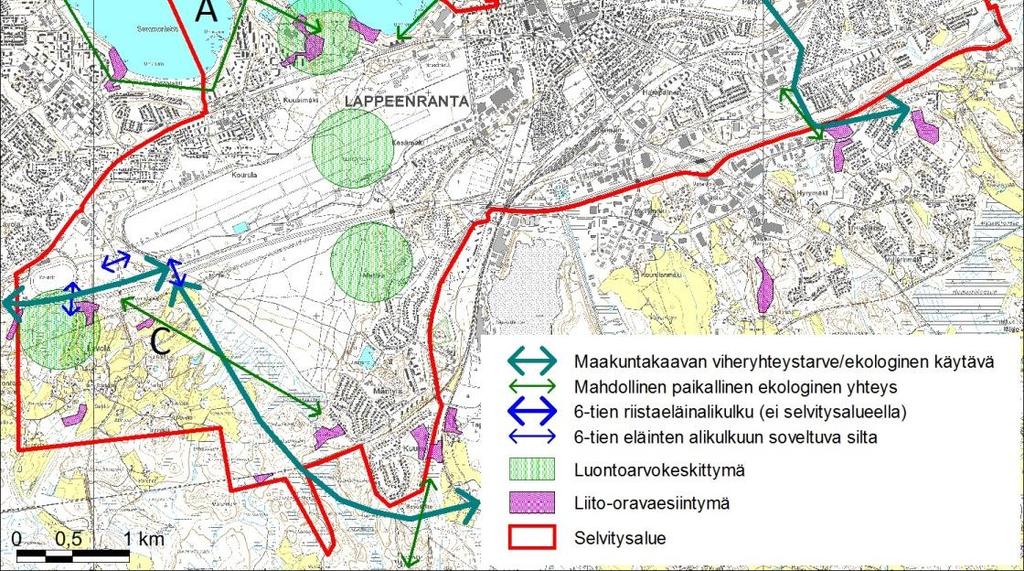 tai merkittäviä luontoarvoja (luontoarvokeskittymät).