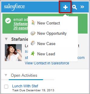 Käyttöopas Salesforce for Outlook -sovelluksen hallinta 364 Salli käyttäjien luoda tietueita suoraan Salesforce-sivupaneelista Jos käyttäjäsi luovat myyntiprospekteja käyttäessään Microsoft Outlook