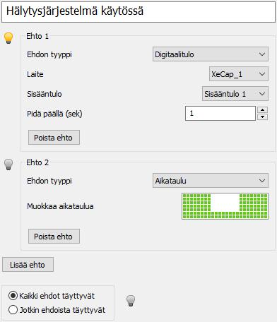 SÄÄNNÖT Sääntötoiminnot Kuva 6.14: Aikatauluehto.