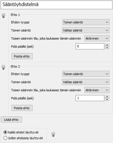 SÄÄNNÖT Sääntötoiminnot Kuva 6.16: Toinen sääntö. Valitse neljäs sääntö (Sääntö 4) ja lisää yksi ehto ja yksi toiminto.