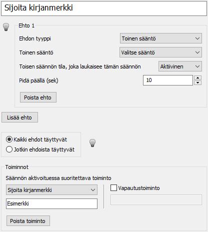 SÄÄNNÖT Sääntötoiminnot Kuva 6.17: Sijoita kirjanmerkki. Tuloksena on kirjanmerkkejä aikajanalla (Kuva 6.18).