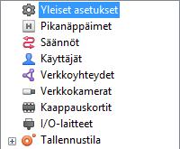 ASETUSTEN YLEISKATSAUS Asetusten yleiskatsaus Asetukset on jaettu ryhmiin (Kuva 2.1): Kuva 2.1: Asetukset. Yleiset asetukset Ohjelman yleiset asetukset.