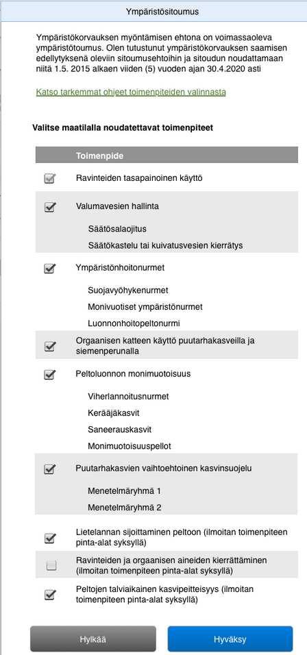 5 Ylikoski Päätukihaku: ympäristökorvaus Syksyllä ilmoitettavat toimenpiteet Lietelannan sijoittaminen peltoon Ravinteiden ja