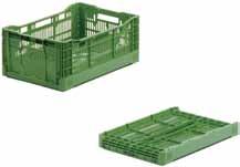 Elintarvikehyväksytyt muovilaatikot 42,0L 600x400x240mm Vihreä Kokoontaittuvia elintarvikelaatikoita käytetään yleisesti, kun lähetetään mm.