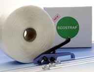 Ecostrap-kertasidontajärjestelmä 13-25mm 370-1000kg Kuormansitomiseen, pakkaamiseen ja niputtamiseen tarkoitettu tekstiilivanne. Käyttö: Pienet ja keskisuuret teolliset yritykset, esim.