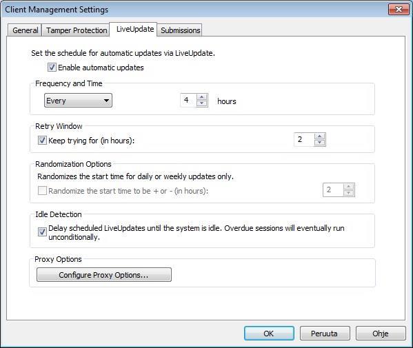 kuvaketta Valitse Change Settings välilehti Valitse