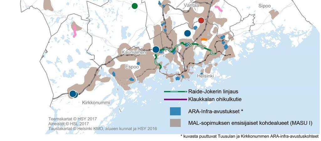 KUHA-toteutusohjelma ja kunnallistekniikan avustukset Pienillä kustannustehokkailla hankkeilla (KUHA) edistetään muun muassa kävelyn, pyöräilyn, joukkoliikenteen sekä liityntäpysäköinnin edellytyksiä