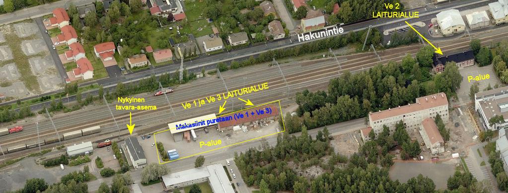Laaditun suunnitelman perusteella laiturialueelle johtava luiska lähtisi kierrätysalueen oikeasta reunasta. 7.2.