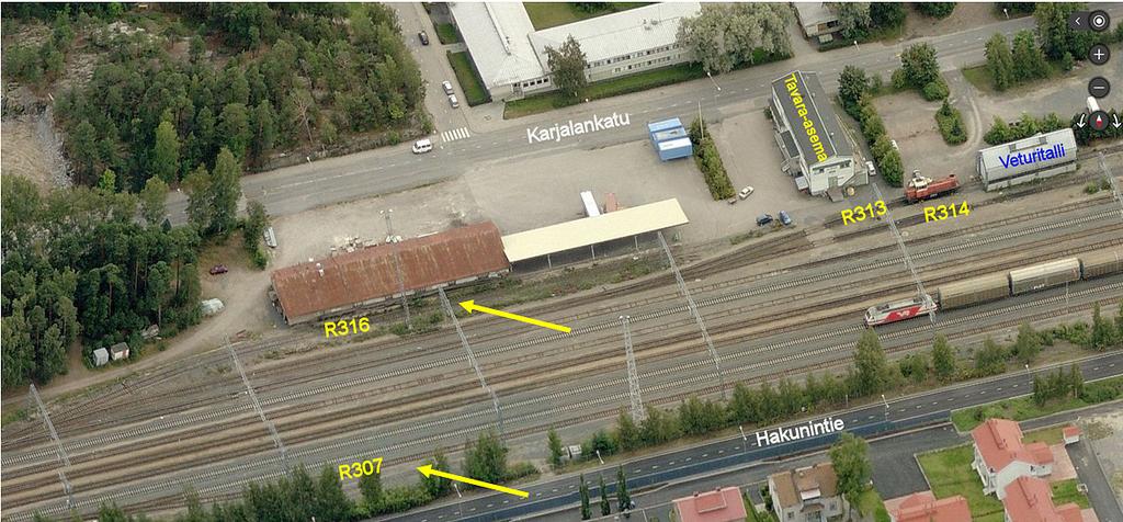 Rauman henkilöliikenne, jatkoselvitys 10.01.2017 Kuva 25. 46/53 Rauman ratapiha, raiteet R307 ja R316.
