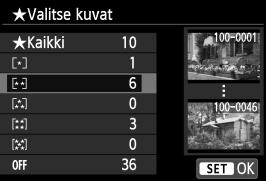 / Videot / Stillkuvat Valitse <V>-painikkeilla jokin seuraavista: [jkaikki kuvat], [kvideot] tai [zstillkuvat].