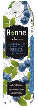 Täysmehupitoisuus 15 % Energiaa 201 kj/48 kcal < 11, 11, < Kuluttajapakkaus 1 L: *6420610112797* *6420610112803* Kespro: 21104848 Tuotenumero 3012 Mustikkamehu, 1 L