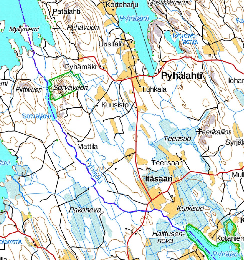 2 Kuva 1. Teerisuo ja sen alapuoliset vesialueet. Karttuselkä on Keiteleen suosituin virkistyskalastuskohde.