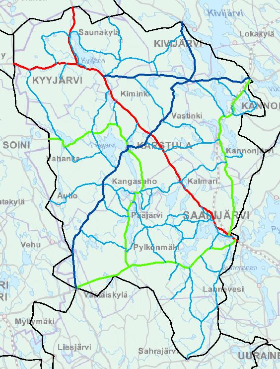 Toiminnallinen luokitus Valtateitä 85 km Kantateitä 111 km Seututeitä