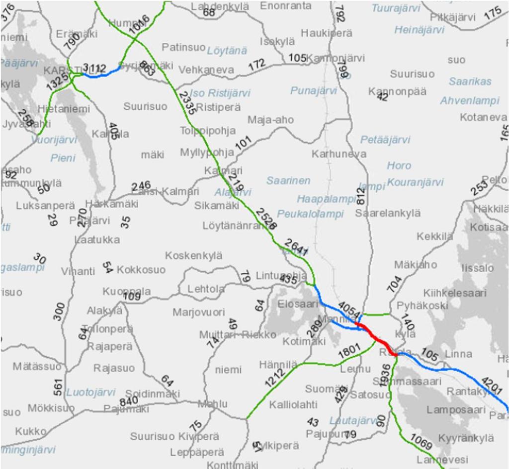 Liikennemääriä Vilkkain liikenne Saarijärven taajaman kohdalla vt 13 to 133-134 : 6180