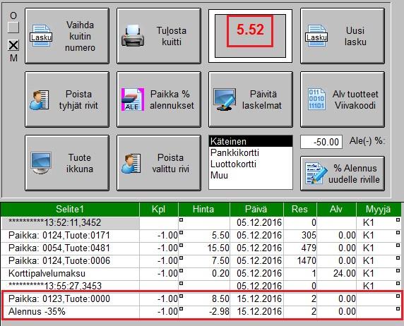 Antaa automaattisesti asiakkaan alennus prosentin myymäläpääte