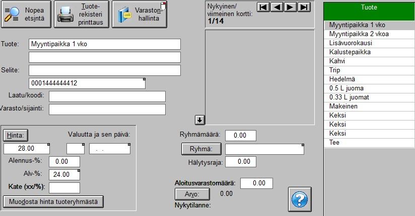 Tulee ilmoitus montako riviä meni Reskontraan valitse OK Avaa päävalikosta Tuote kortit Lisää