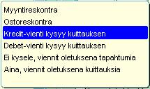 Reskontrakäsittely Reskontratiedon kysyminen Kun halutaan käyttää kirjanpitoon kuuluvaa minireskontraa, valitaan