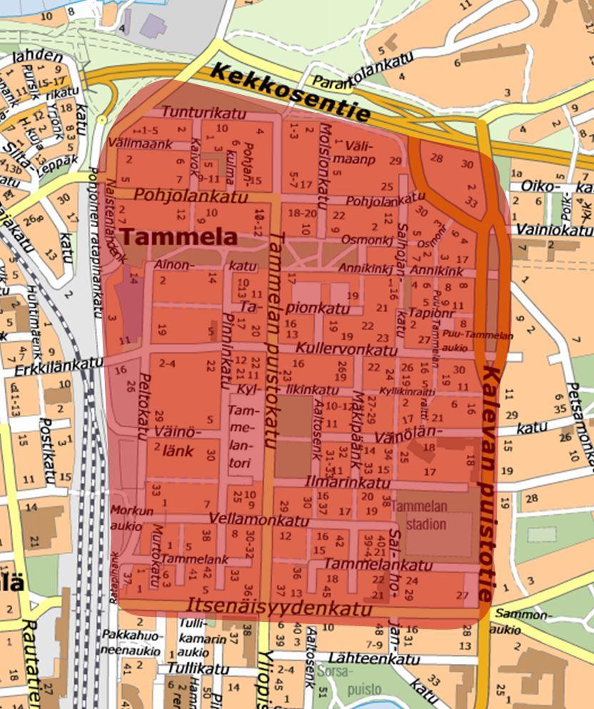 25 Kuva 14. Lähtötietomallin aluerajaus. (Karttapalvelu Tampere, 2017) 4.