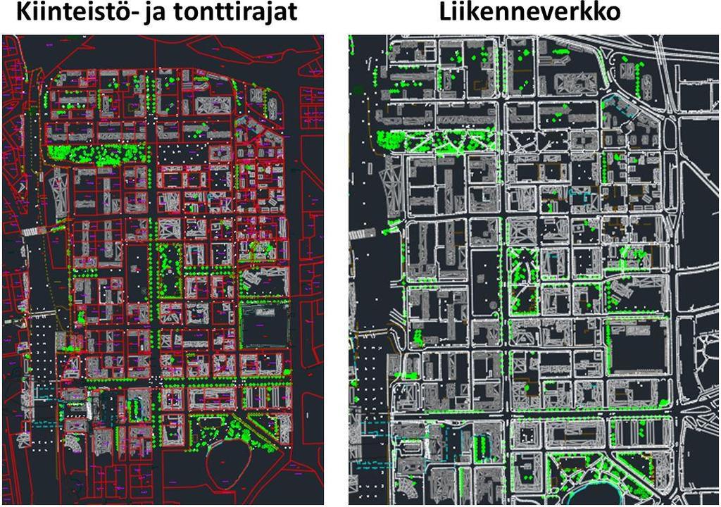 32 Kuva 21. Aineistoja tuotiin osaksi DWG-kaupunkimallia Civil 3D - ohjelmistoon. 4.