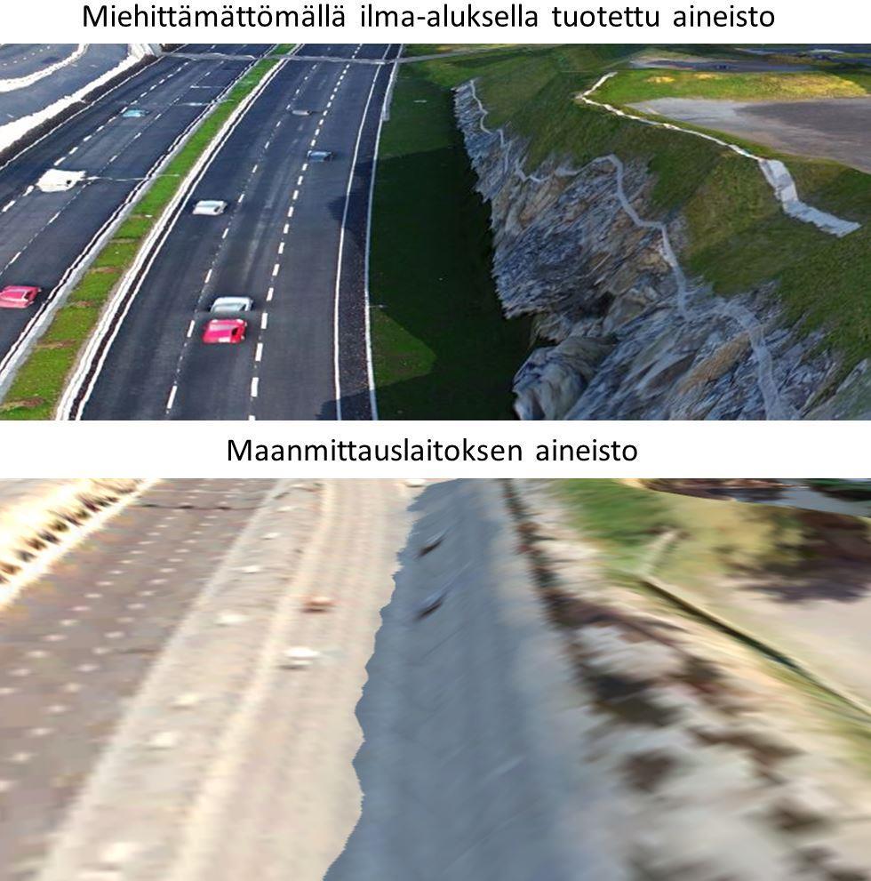 45 Kuva 37. InfraWorks-ohjelmistossa toteutettu vertailu miehittämättömällä ilma-aluksella tuotetusta aineistosta ja Maanmittauslaitoksen avoimien aineistojen tiedostopalvelusta haetusta aineistosta.