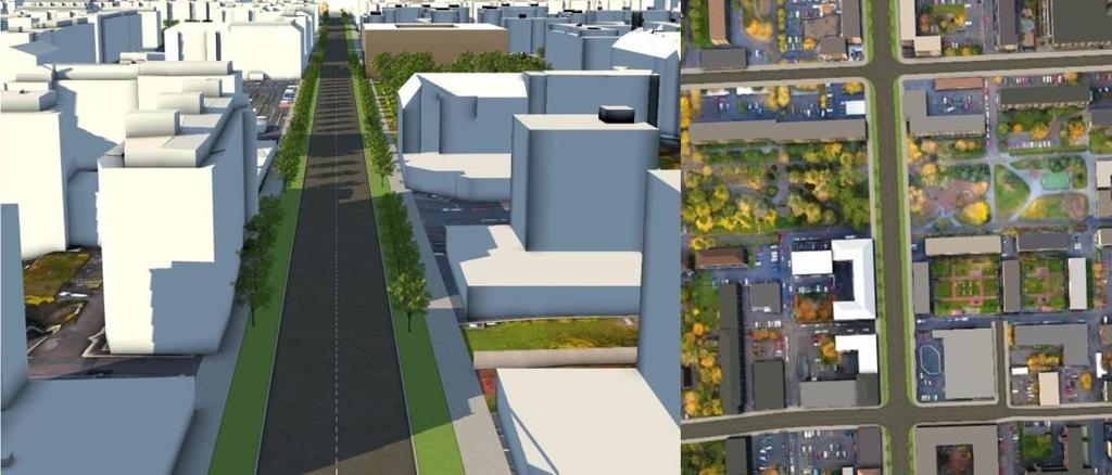 51 Kuva 39. InfraWorks-ohjelmistossa muodostettuun malliin luonnosteltiin katuja ja liittymiä sekä testattiin niiden viemistä AutoCAD Civil 3D-ohjelmistoon tarkempaa suunnittelua varten.