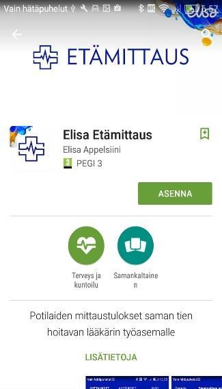 . 2. Kirjoita Elisa Etämittaus ruudun ylälaitaan avautuvaan tekstikenttään.