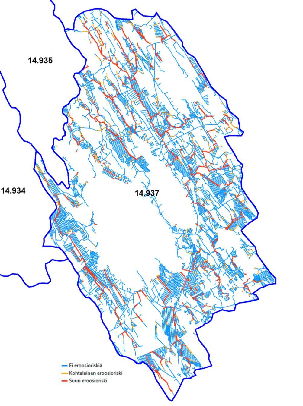 12 Kuva 8. Eroosioriskiä kuvaava uoma-analyysi, va 14.937 3.6.