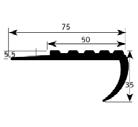 MUUT LISTAT & JALKALISTAT Askelprofiili, PVC - NM 1 (45-60 x 40 mm) Askelkulmalista PVC:tä. Taivutuksen säde 8 R. Kiinnitetään kaksipuolisella teipillä tai kontaktiliimalla.