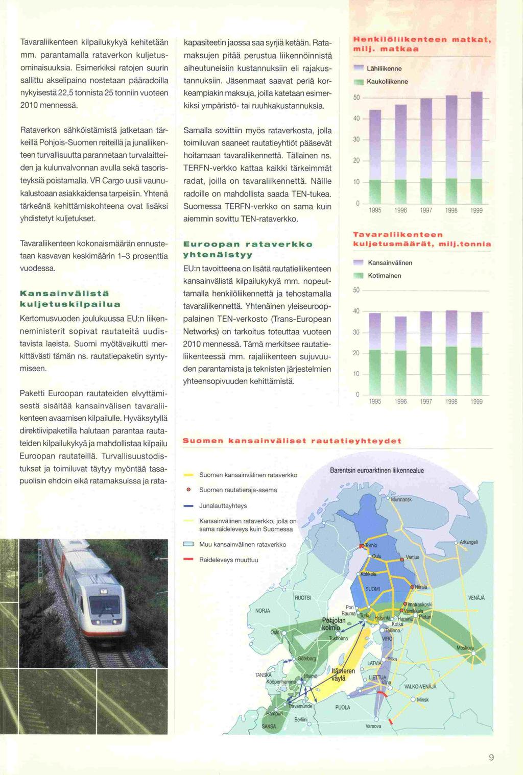 2010 Tavaraliikenteen kilpailukykyä kehitetään parantamalla rataverkon kuljetus- mm. ominaisuuksia.