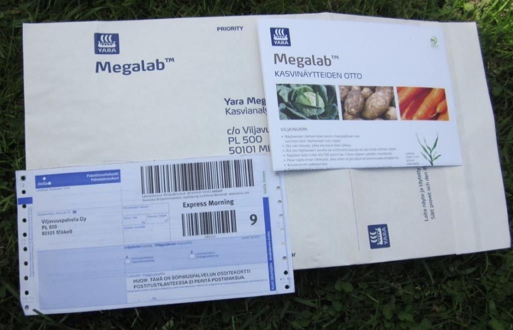 18 Kuva 2. Yara Megalab näytteenottopakkaus. Vuonna 2013 Maatilan Pellervo -lehti teetti Yara Megalab -kasvianalyyseja. Tulosten mukaan 20 %:lla kauranäytteistä oli puutosta fosforista.