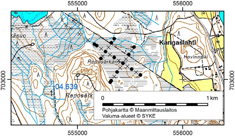 43. Reposärkänsuo Reposärkänsuo (x = 7030,2, y = 5554,1) sijaitsee 22 km linnuntietä Nilsiän keskustasta pohjoiseen. Suon ympäristö on hiekkaa ja moreenia.
