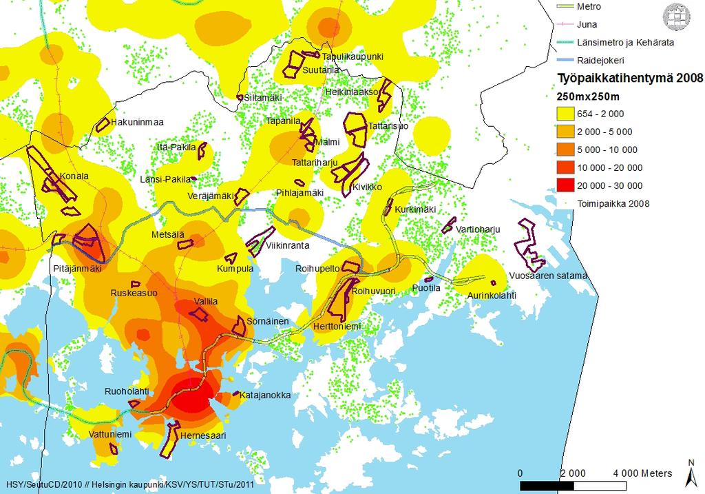 Yleiskaava Selvityksiä YOS 2013 11 osassa toiminnot ovat monipuolistuneet tai aikaisemmat toiminnot ovat muuntuneet toisiksi.