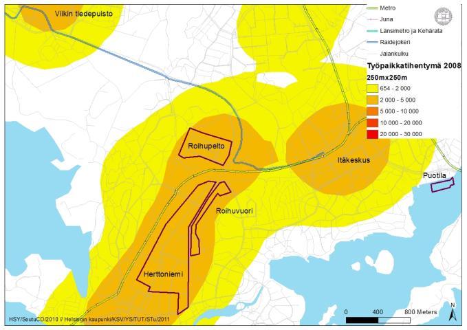 Roihupelto Roihupellon työpaikka-alue sijaitsee metron ja tulevan raidejokeri I:n välissä. Alue kuuluu melko väljään työpaikkakeskittymään. Lähin samansuuruinen työpaikkakeskittymä on Itäkeskus.