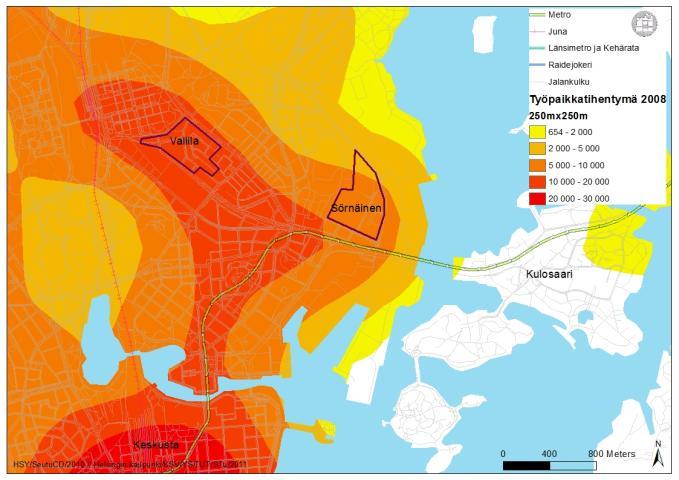 Sörnäinen = Tukkutori Sörnäisten työpaikka-alue sijaitsee metron ja Itäväylän varrella.