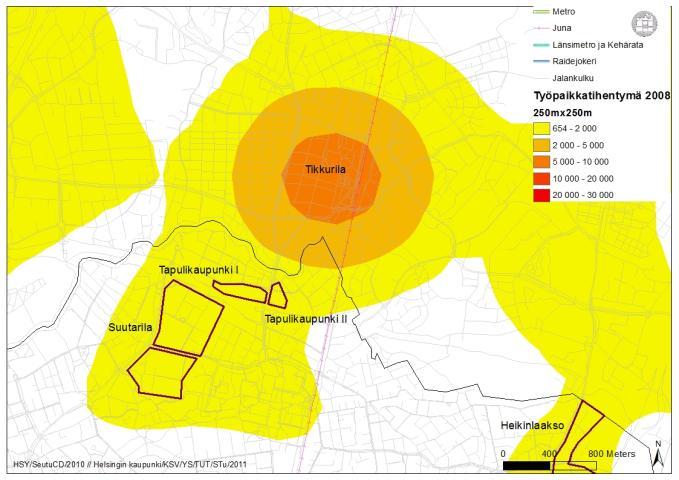 Tapulikaupunki Tapulikaupungin väljä työpaikka-alue sijaitsee Pohjois-Helsingissä, Vantaan rajan läheisyydessä ja Kehä III:n varrella (työpaikkatihentymä 650-2 000).