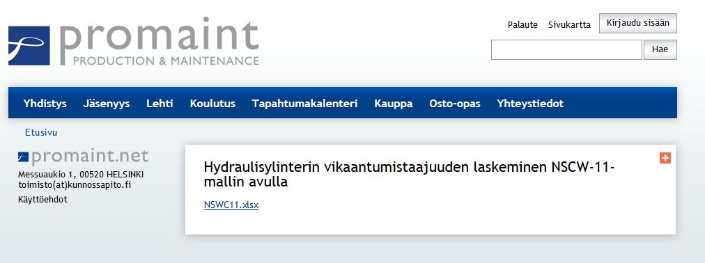 Liite 2 (1/1) LIITE 2 EXCEL-MALLI NSCW-11 YHTÄLÖISTÄ